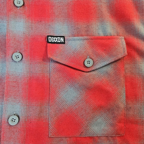 DIXXON The Pulaski OG  Flannel Men's Long Sleeve Button Down Red & Gray Shirt L - Picture 7 of 12
